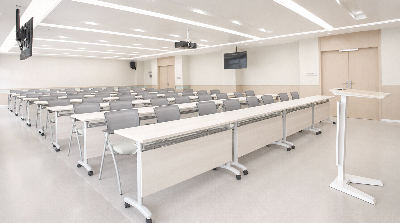 示教室与多功能报告厅联动设计,满足日常教学到大型学术活动需求